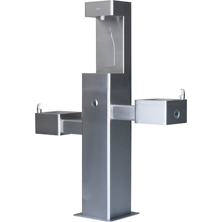 Global Industrial Outdoor Bottle Filling Station & Bi-Level Drinking Fountain, Stainless Steel 761220